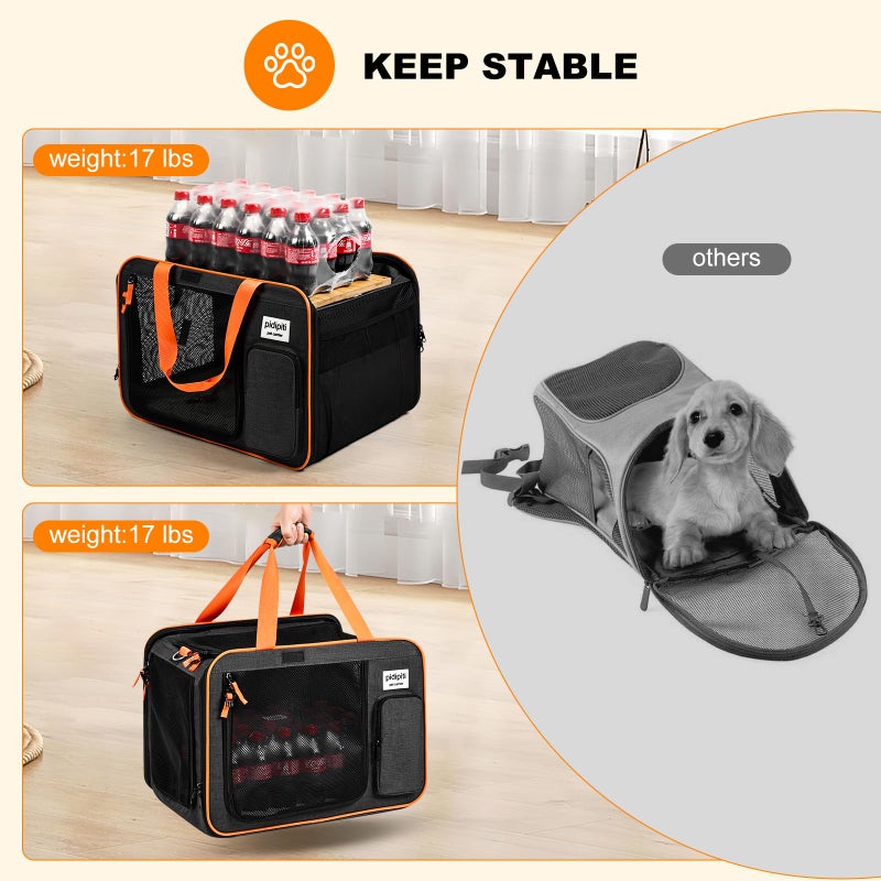 Pidipiti 20 x 14 x 14 Expandable car Travel Carrier for 1 Small-Medium cat,with a Portable Leakproof Litter Box - Image 5