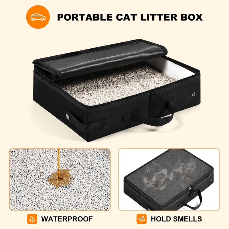Pidipiti 20 x 14 x 14 Expandable car Travel Carrier for 1 Small-Medium cat,with a Portable Leakproof Litter Box - Image 4