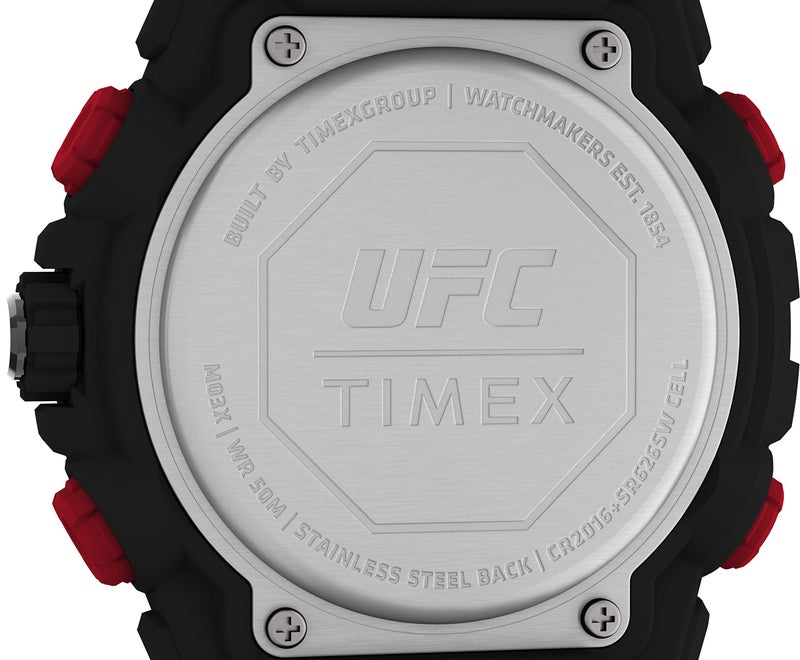 TIMEX ساعة تيمكس UFC للرجال 50 مم - حزام أسود قرص أسود علبة سوداء - Image 3