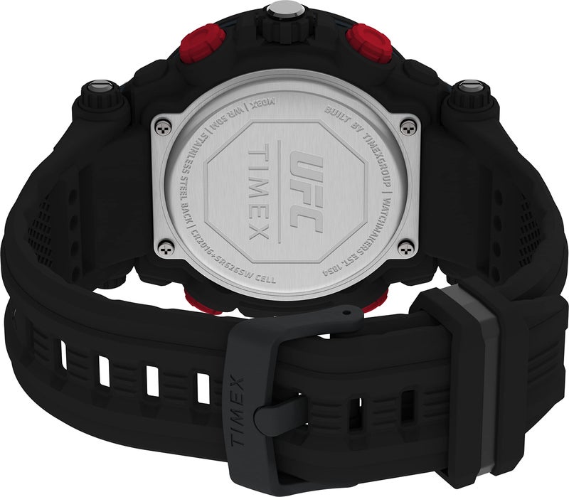 TIMEX ساعة تيمكس UFC للرجال 50 مم - حزام أسود قرص أسود علبة سوداء - Image 2