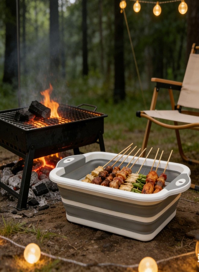 PargaDeco 3-in-1 Collapsible Cutting Boards,Portable BBQ Prep Tub with Lid, Foldable Tray Camping Sink Tub, 2.38Gal, Folds to 1.5" Thin, Space-Saving for Meat and Fruits in Kitchen RV Picnic BBQ Camping (Grey) - Image 4