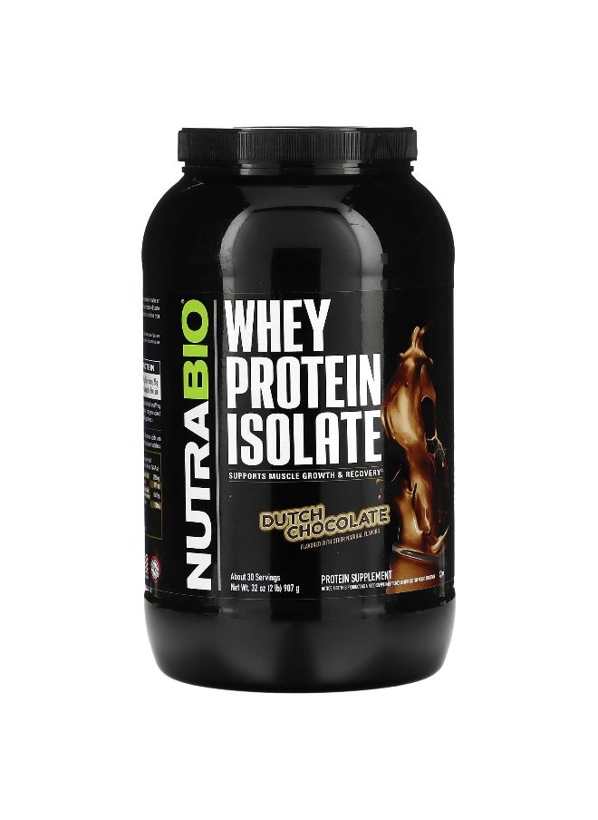 NutraBio NutraBio, Whey Protein Isolate, Dutch Chocolate, 2 lb (907 g)  - Image 1