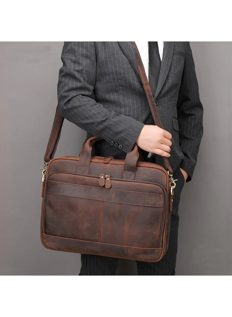 Goolink GL52632 Minimalist Leather Laptop Messenger Bag - Vintage Slim Briefcase for Men - Image 2
