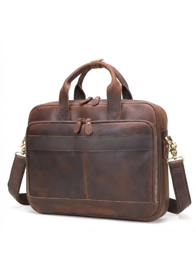Goolink GL52632 Minimalist Leather Laptop Messenger Bag - Vintage Slim Briefcase for Men - Image 1