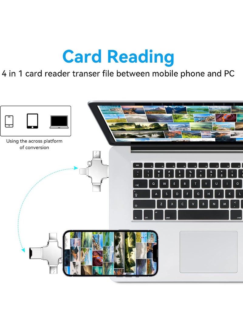 Rock Pow - 4 in1 SD Card Reader for iPhone, Mione Micro USB SD Card Reader Trail Camera Viewer, Portable Memory Card Reader SD Card Adapter Compatible with SD and TF Cards - Image 1