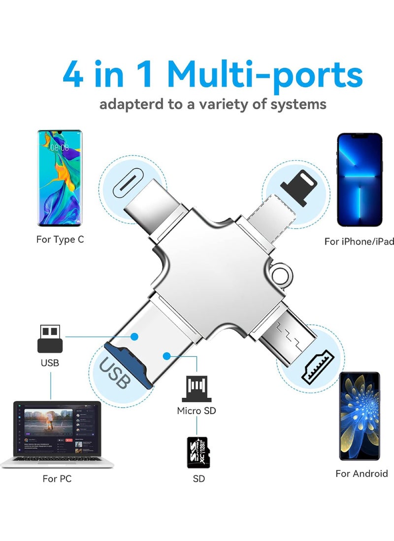 Rock Pow - 4 in1 SD Card Reader for iPhone, Mione Micro USB SD Card Reader Trail Camera Viewer, Portable Memory Card Reader SD Card Adapter Compatible with SD and TF Cards - Image 1