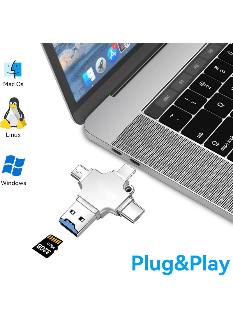 Rock Pow - 4 in1 SD Card Reader for iPhone, Mione Micro USB SD Card Reader Trail Camera Viewer, Portable Memory Card Reader SD Card Adapter Compatible with SD and TF Cards - Image 1