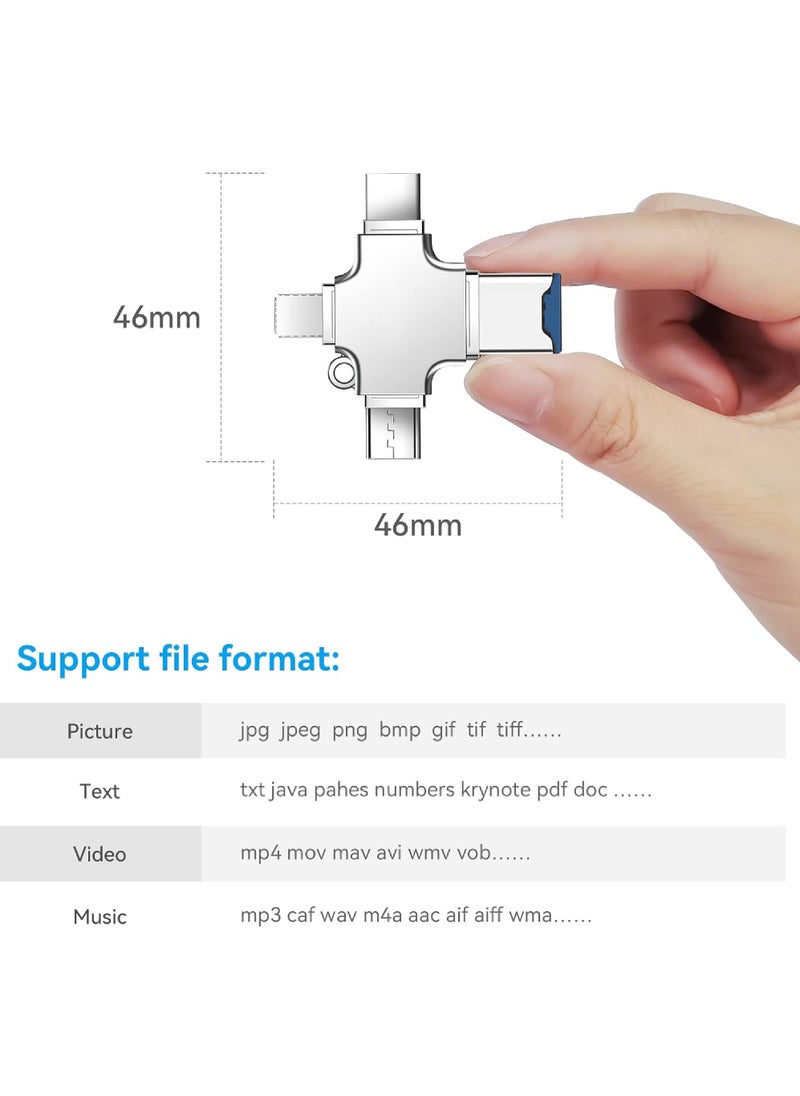 Rock Pow - 4 in1 SD Card Reader for iPhone, Mione Micro USB SD Card Reader Trail Camera Viewer, Portable Memory Card Reader SD Card Adapter Compatible with SD and TF Cards - Image 1