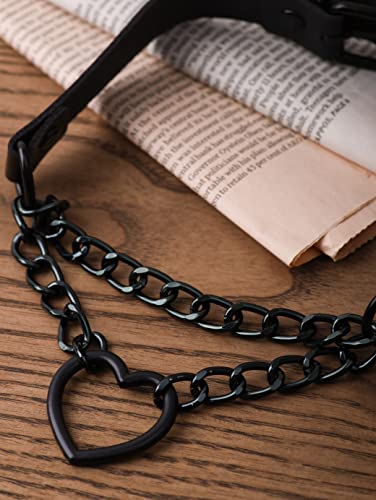 Sacina Goth Heart Chain Choker Necklace, PU Leather Choker, Gothic Punk Grunge Emo Necklace, Halloween Christmas Jewelry Gift for Women, Men - Image 4