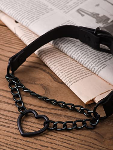 Sacina Goth Heart Chain Choker Necklace, PU Leather Choker, Gothic Punk Grunge Emo Necklace, Halloween Christmas Jewelry Gift for Women, Men - Image 5
