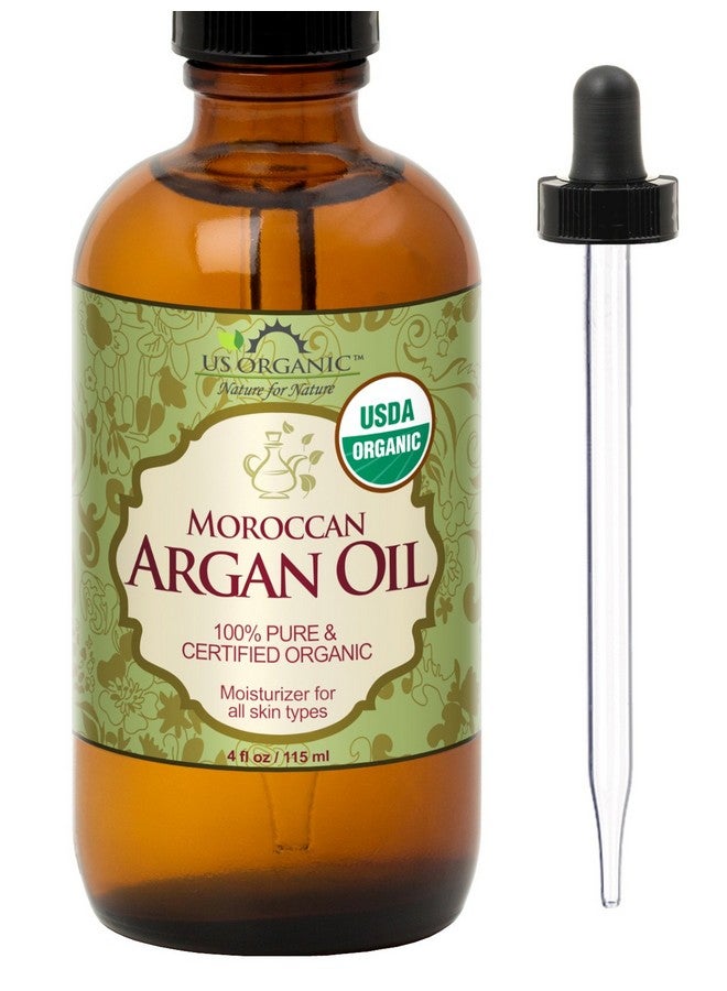 US Organic Moroccan Argan Oil, Cold-Pressed Virgin, Usda Certified, 100% Pure, Unrefined, For Hair, Skin, Nail & Cuticle Care, In Amber Glass Bottle, Sourced From Morocco (4 Oz (Large)) - Image 1