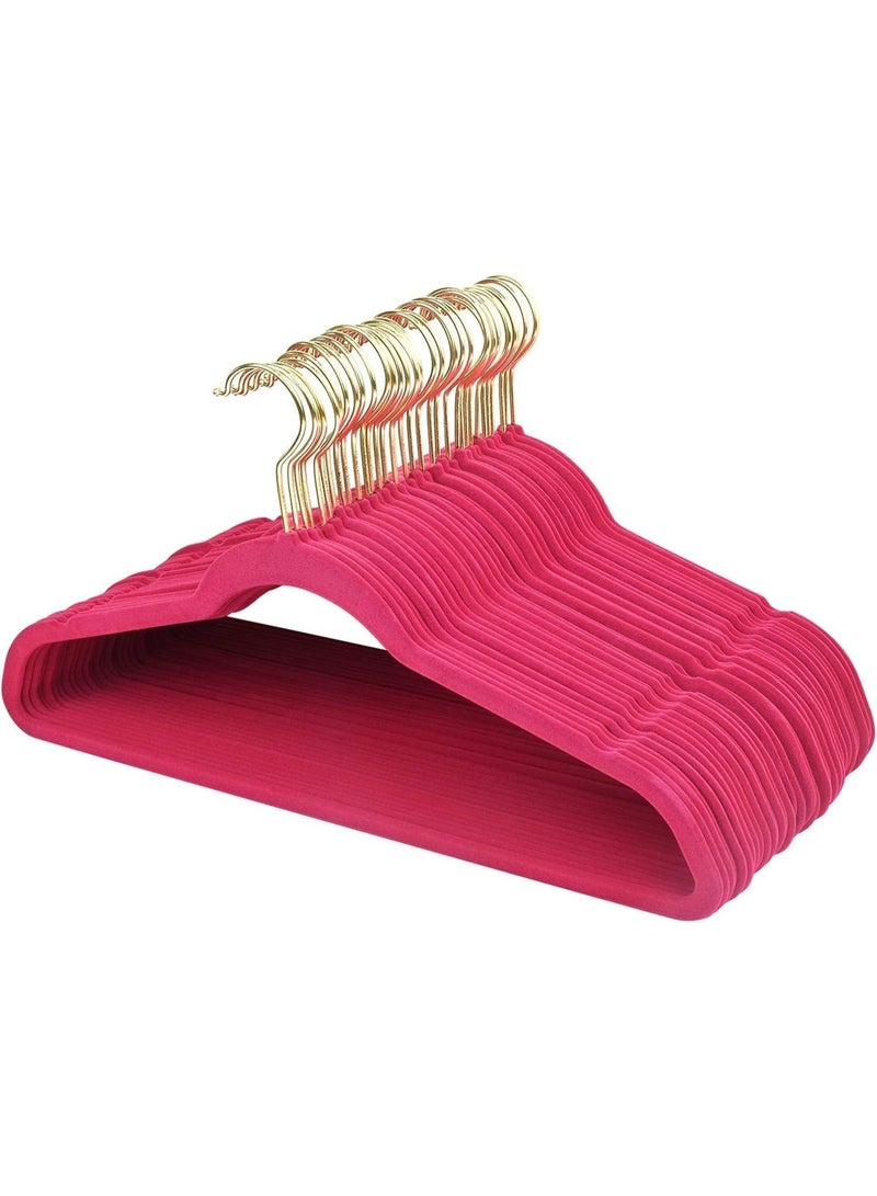ManGotree 10 Pack Ultra-Thin Red Velvet Hangers with Gold Hook - Non-Slip Clothes Hangers - Image 1