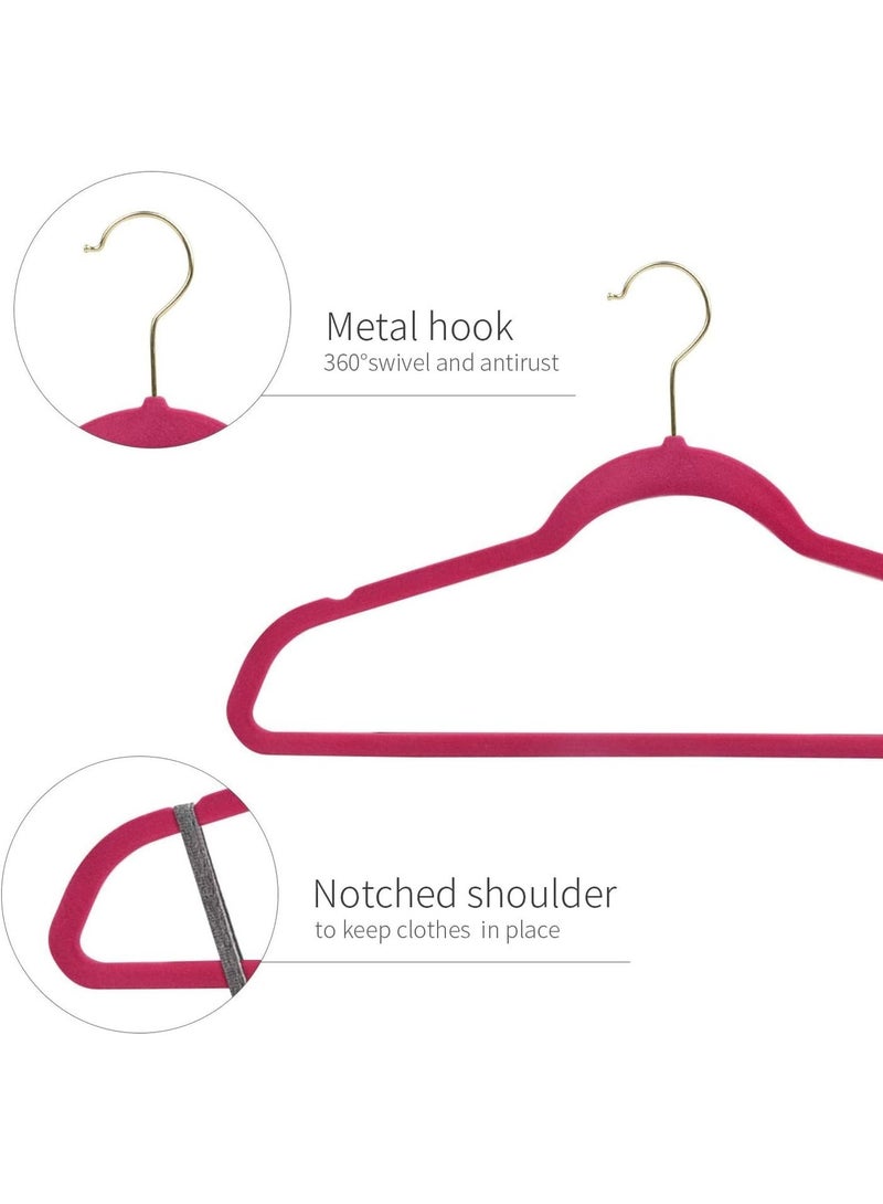 ManGotree 10 Pack Ultra-Thin Red Velvet Hangers with Gold Hook - Non-Slip Clothes Hangers - Image 2