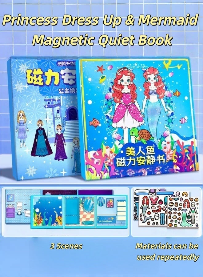 Saudi Select Magnetic Quiet Book Busy Book (2 pieces), Keep Kids Focus and In Fun for Hours, 3-6 Year Old Girl Gifts, Princess Dress Up, Girls Pretend Play for Hours - Image 1