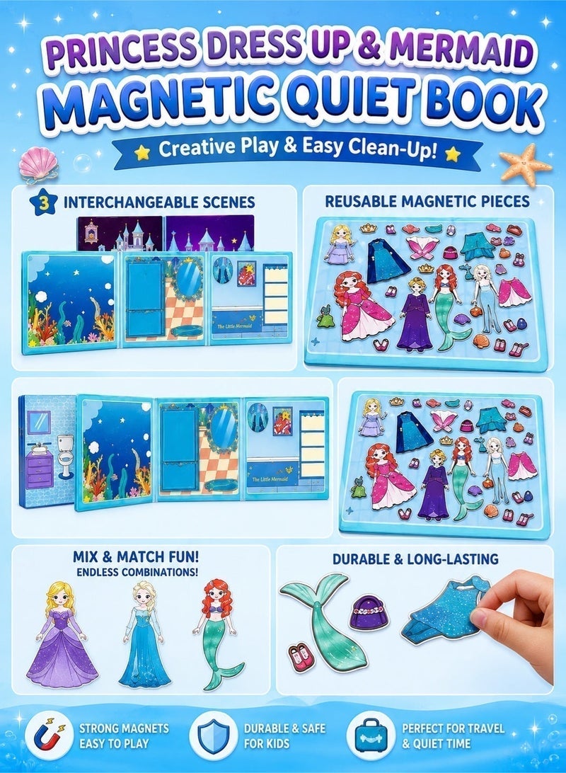 Saudi Select Magnetic Quiet Book Busy Book (2 pieces), Keep Kids Focus and In Fun for Hours, 3-6 Year Old Girl Gifts, Princess Dress Up, Girls Pretend Play for Hours - Image 2