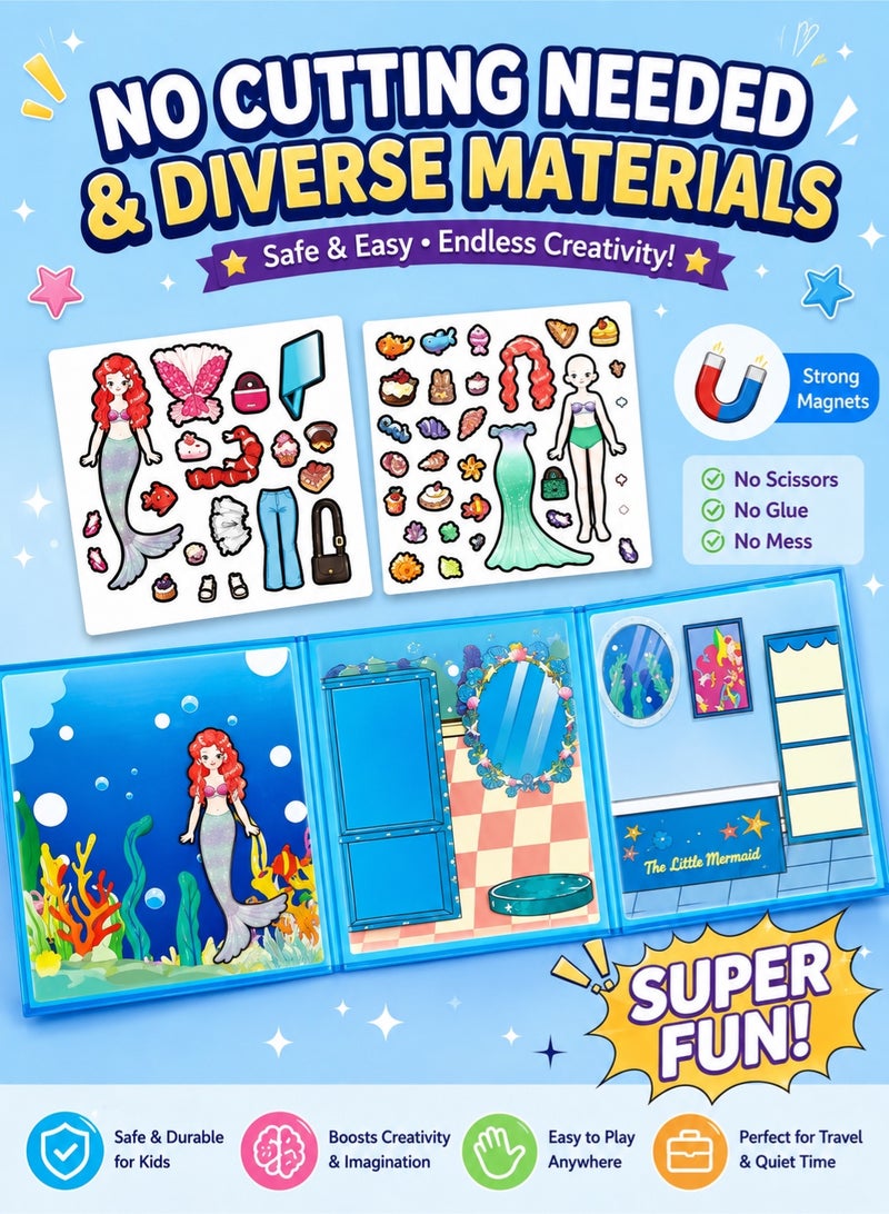 Saudi Select Magnetic Quiet Book Busy Book (2 pieces), Keep Kids Focus and In Fun for Hours, 3-6 Year Old Girl Gifts, Princess Dress Up, Girls Pretend Play for Hours - Image 4