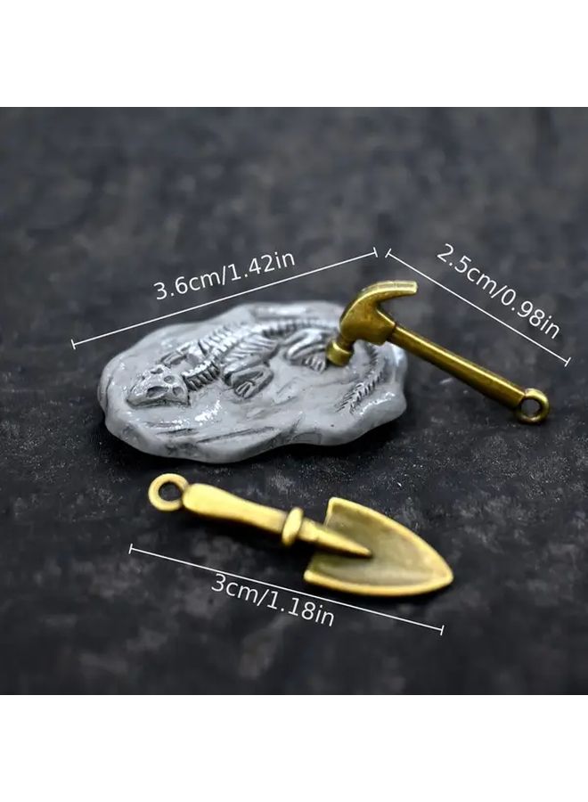 Three Piece Suit Miniature Dinosaur Fossil Kit with Tools for Dollhouse Diorama Display - Image 2