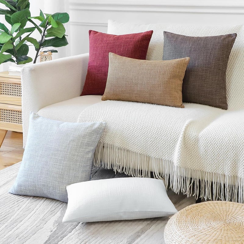 Otostar Pack of 2 Throw Pillow Covers 20x20 Inch Linen Blue Grey Pillowcases Farmhouse Decorative Solid Pillow Covers 50x50 cm Square Cushion Case for Home Decor Sofa Couch Bed (Blue Grey) - Image 5