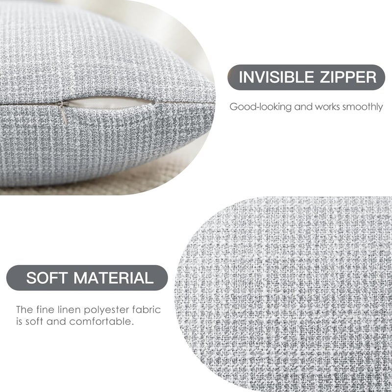 Otostar Pack of 2 Throw Pillow Covers 20x20 Inch Linen Blue Grey Pillowcases Farmhouse Decorative Solid Pillow Covers 50x50 cm Square Cushion Case for Home Decor Sofa Couch Bed (Blue Grey) - Image 2