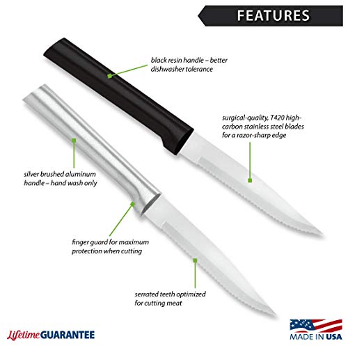 RADA Cutlery Serrated Steak Knife, Silver Handle - Image 2
