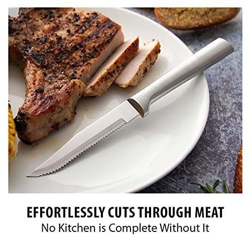 RADA Cutlery Serrated Steak Knife, Silver Handle - Image 3