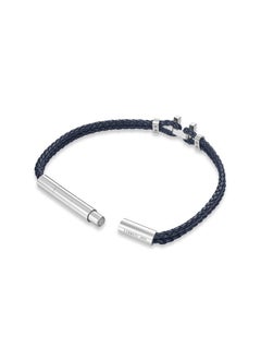 CERRUTI 1881 Ferrucio Silver and Blue Leather Bracelet for Men  - Image 3