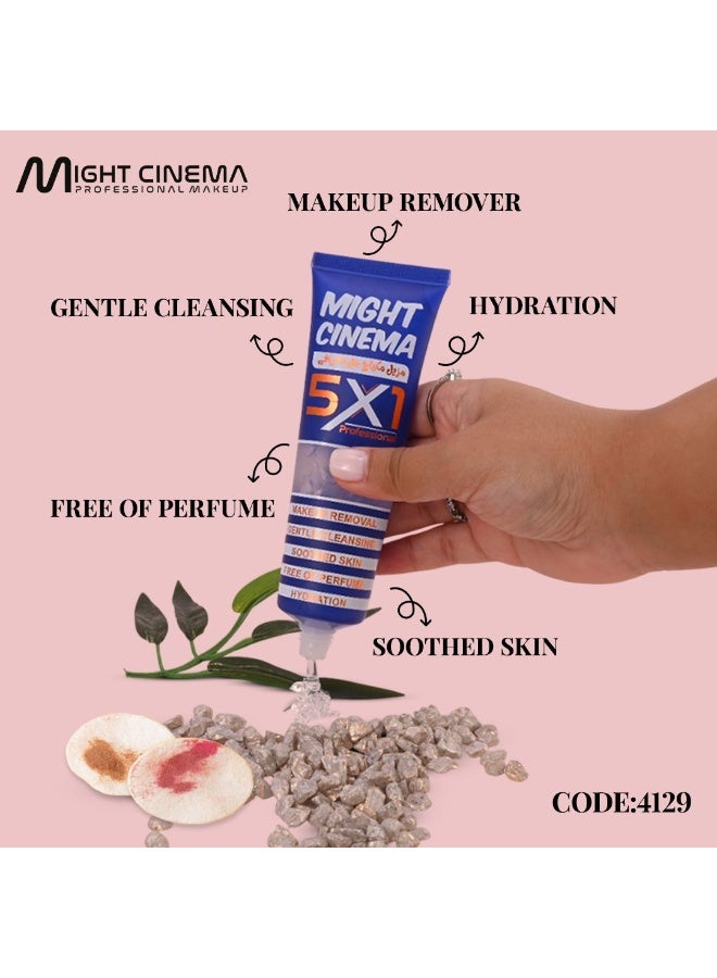 Might Cinema 5 In 1 Makeup Removal Gel for Face and Eyes with No Rinse Formula Gentle Facial Cleanser with Hydrating Aloe Vera Allantoin and Glycerin Perfume Free Soothing Makeup Remover for Sensitive Skin Daily Cleansing and Moisture Care - Image 5