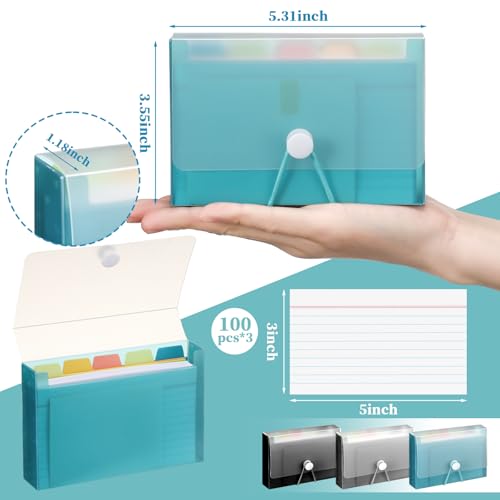 ForraFun 3 Set 3" x 5" Index Card Case Box Includes 900 Cards 3 Business 3x5 Index Card Holders with 15 Tab Dividers Comes for Storing Recipe Cards Office School - Image 2