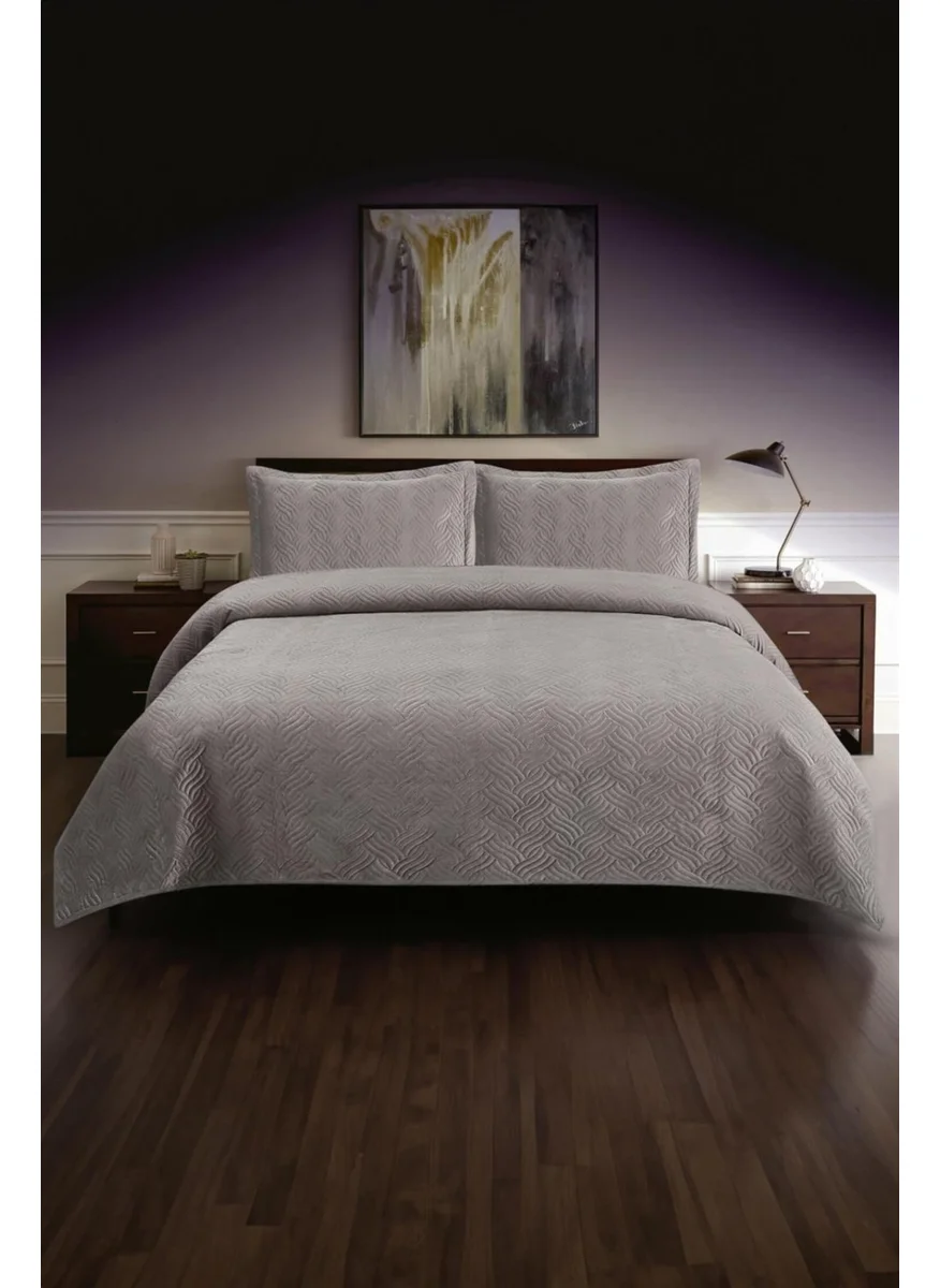 Favora Silva Double Bedspread Set - Grey