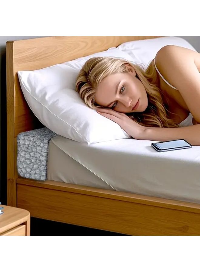 Adjustable Wedge Pillow Queen Size Honeycomb Gray Bed Wedge Cushion Machine Washable Cover For Headboard Gap Mattress Gap Spinal Alignment Reading Comfort Soft Polypropylene Filling Twin Full King Bed Compatible Bed Frame Compatible Ergonomic Sleeping Support Home Dorm Bedding Accessory - Image 2