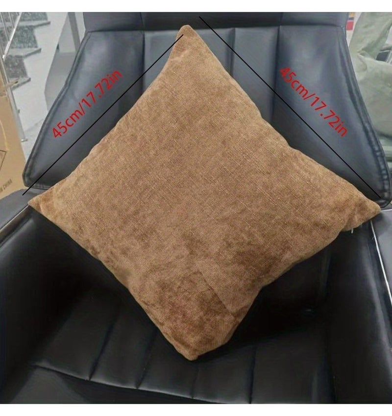 Set Of 4 Neutral Decorative Pillow Covers With Chenille Texture Zippered For Sofa Bedroom And Living Room Seasonal Home Decor - Image 3