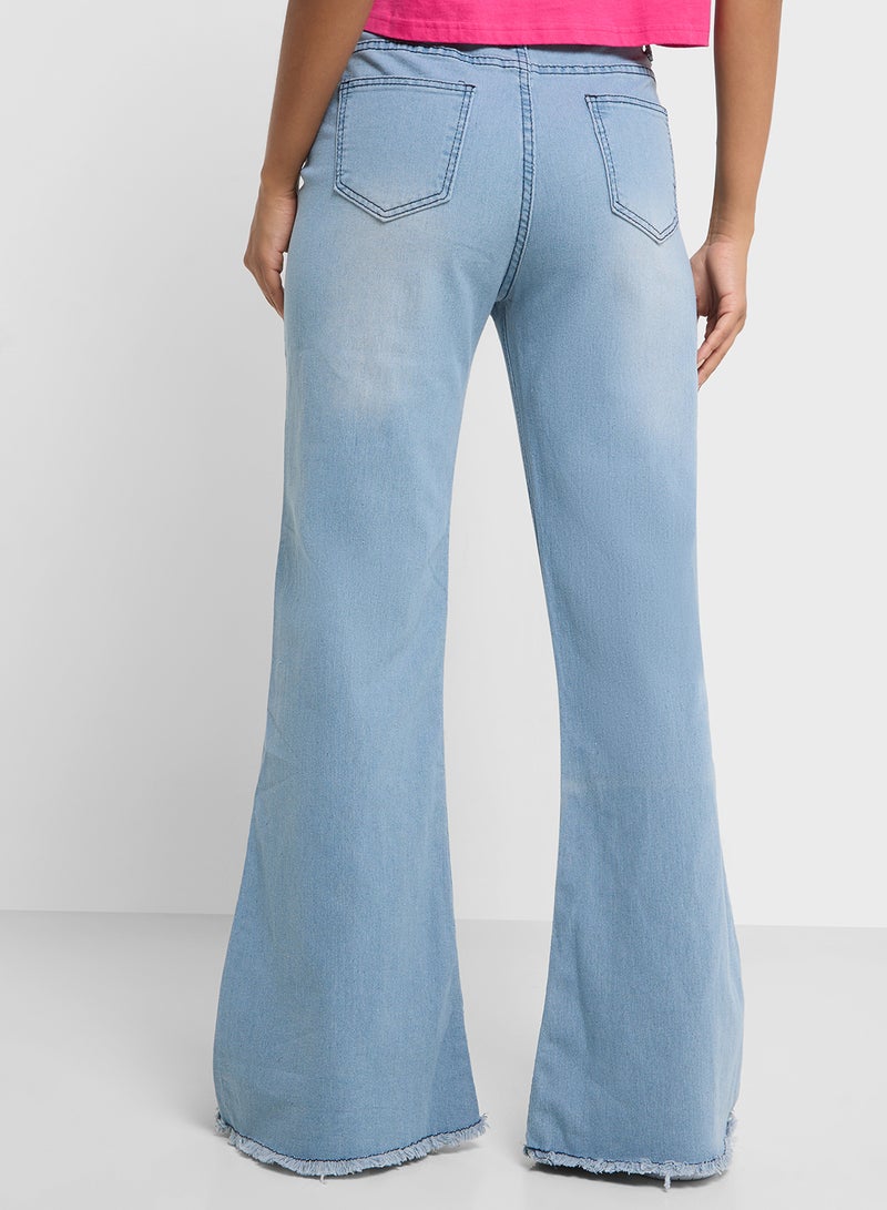Ginger High Rise Flared Jeans with Frayed Hem  - Image 2