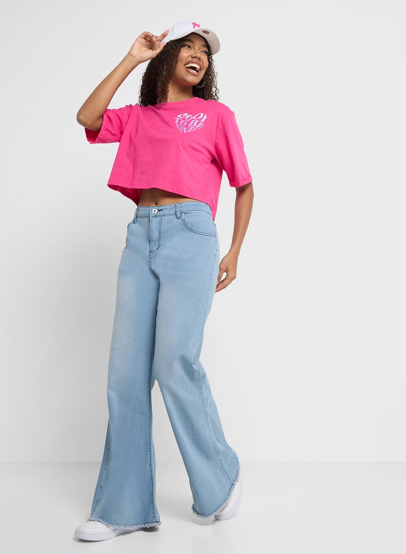 Ginger High Rise Flared Jeans with Frayed Hem  - Image 5