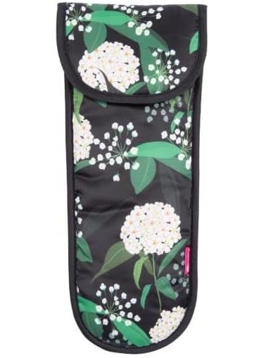 Miamica - MIAMICA Hair Iron Case Heat Resistant Lining Packing Organizer  Black Floral - Image 1