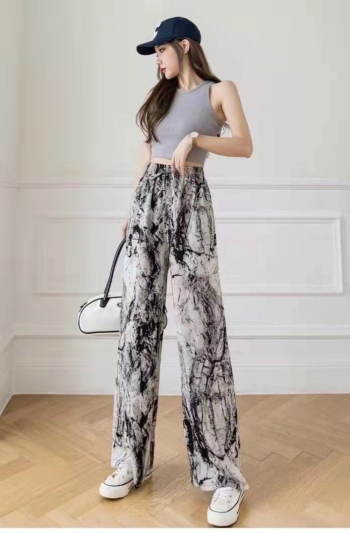 Summer Ink-Dye Casual Trousers for Women Black Daisy - Image 4
