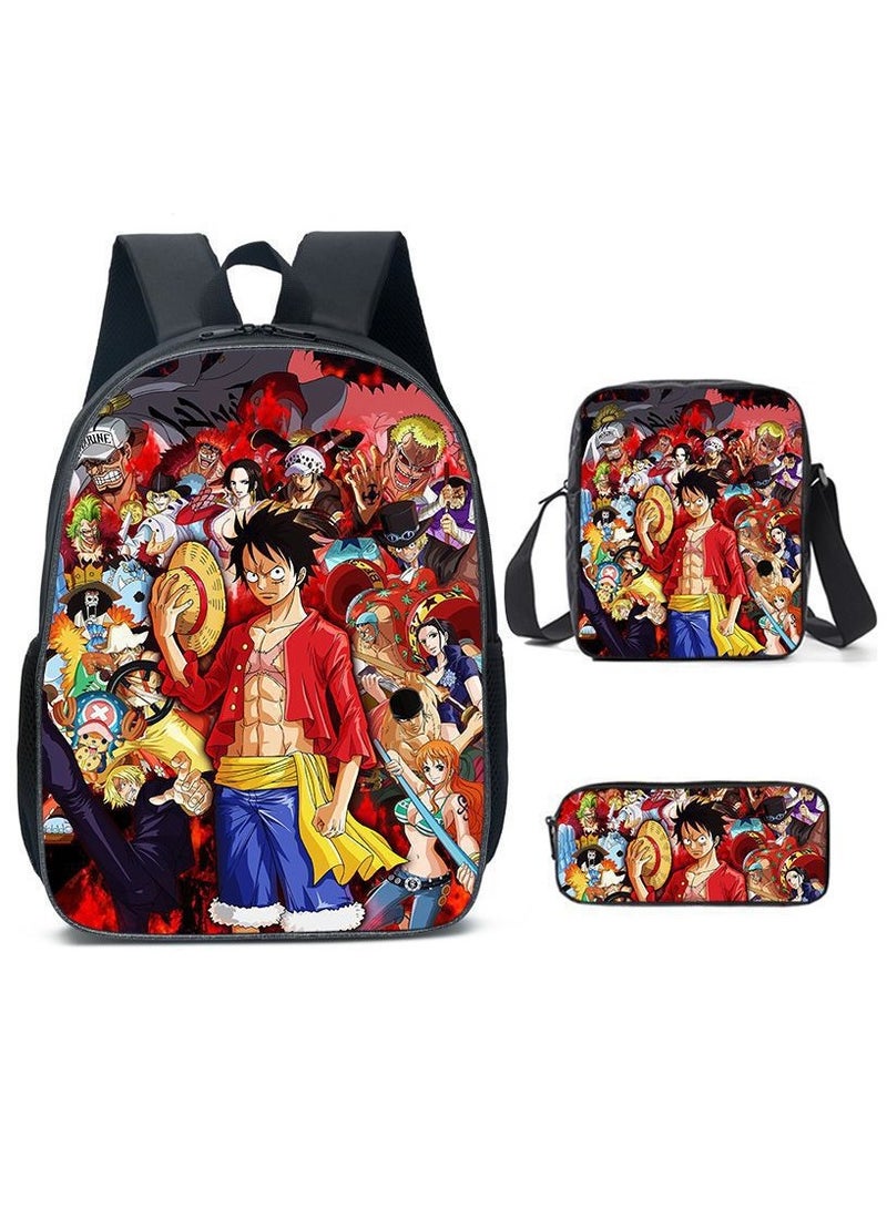 New Cartoon Animation Backpack For Primary And Secondary School Students Three-Piece Set 29*16*42cm