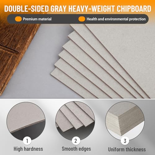 JNENERY 20Pcs Book Board 8.5 x 11", 80pt Chipboard for Book Binding Cover, Heavy Duty Binders Board, Thick Sturdy Kraft Board, Cardboard Sheets for Crafts, DIY Projects, Packaging (Grey) - Image 3