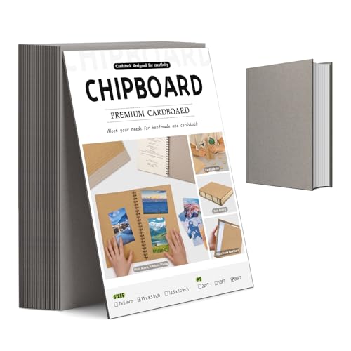 JNENERY 20Pcs Book Board 8.5 x 11", 80pt Chipboard for Book Binding Cover, Heavy Duty Binders Board, Thick Sturdy Kraft Board, Cardboard Sheets for Crafts, DIY Projects, Packaging (Grey) - Image 1