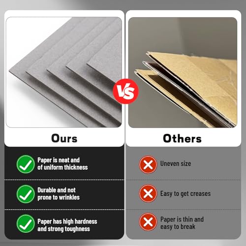 JNENERY 20Pcs Book Board 8.5 x 11", 80pt Chipboard for Book Binding Cover, Heavy Duty Binders Board, Thick Sturdy Kraft Board, Cardboard Sheets for Crafts, DIY Projects, Packaging (Grey) - Image 4