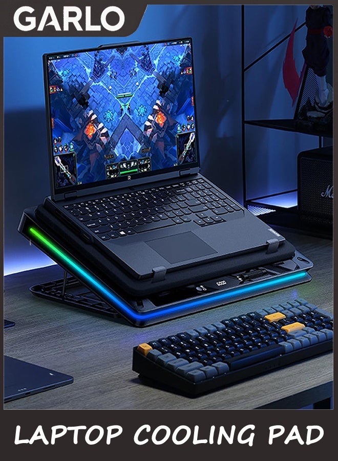 Garlo Gaming Laptop Cooling Pad, Laptop Cooling Stand with 18cm External Cooling Fan, Rapid Cooling Laptop 15.6-19.3inch, Infinitely Variable Speed, 5 Height Stands, USB Ports - Image 5