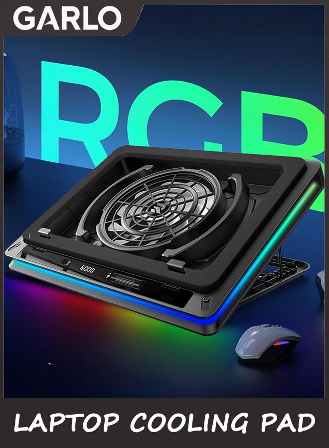 Garlo Gaming Laptop Cooling Pad, Laptop Cooling Stand with 18cm External Cooling Fan, Rapid Cooling Laptop 15.6-19.3inch, Infinitely Variable Speed, 5 Height Stands, USB Ports - Image 3