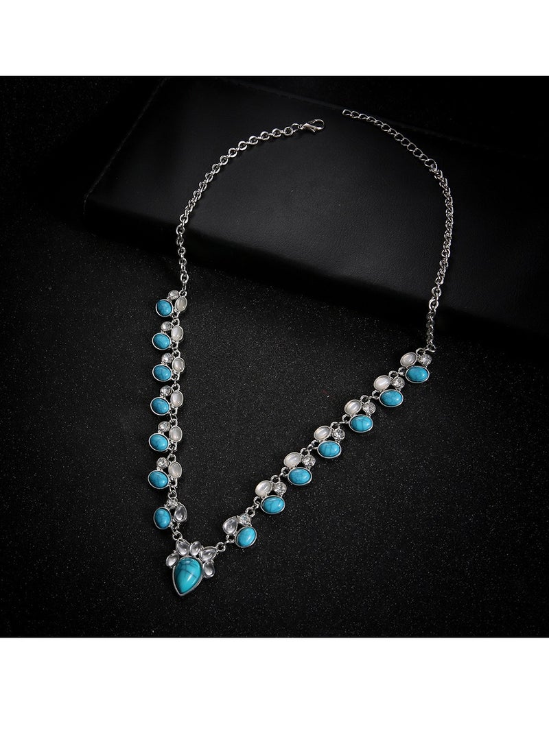 Bohemian Necklace,Handmade Pendant, Medium, Metal, Turquoise - Image 5