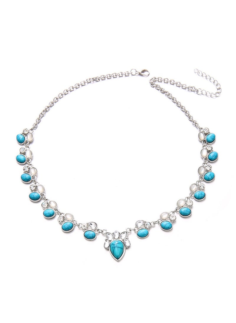 Bohemian Necklace,Handmade Pendant, Medium, Metal, Turquoise - Image 3