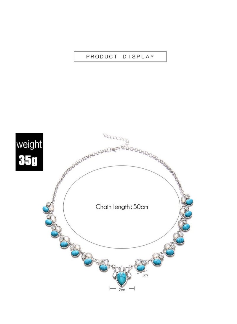 Bohemian Necklace,Handmade Pendant, Medium, Metal, Turquoise - Image 2