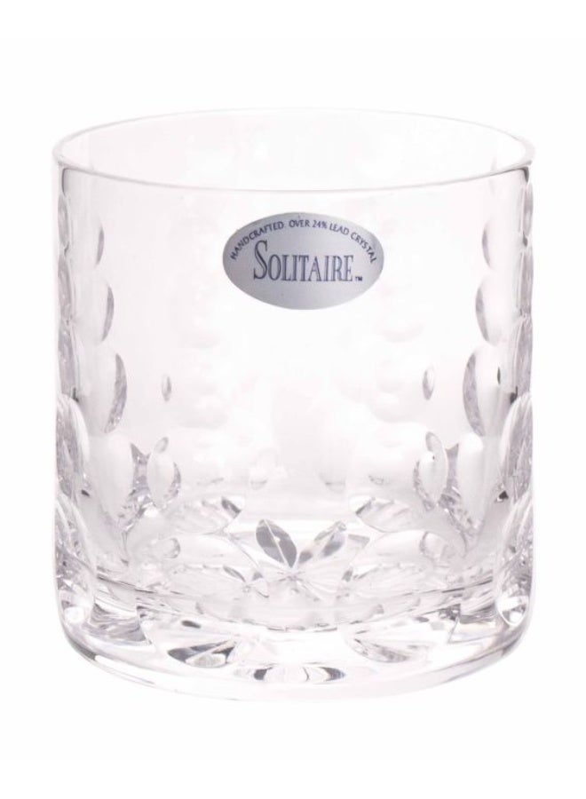 Solitaire Short Crystal Glass Set – 6 Pieces, Handmade Engraved Design, Made in India