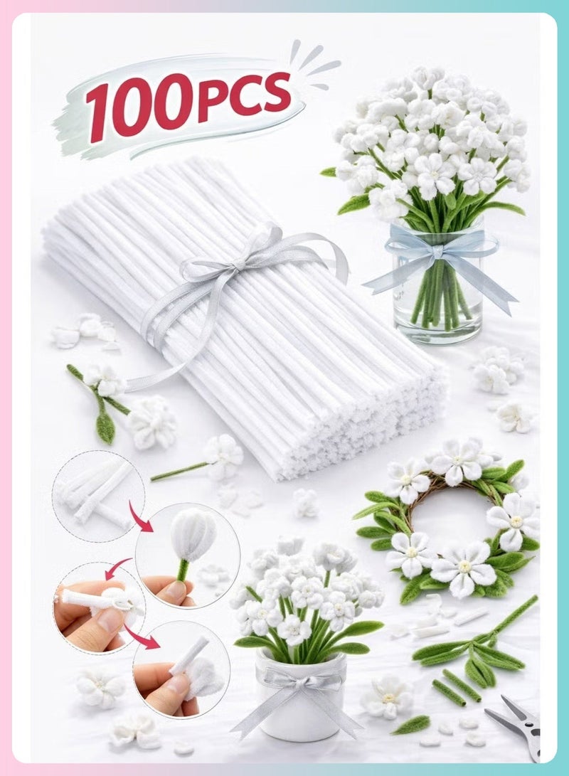 BELANO 300Pcs Pipe Cleaners, Chenille Stems and Fuzzy Wires for Arts and Crafts, DIY Pipe Cleaner Flowers and Headbands, Craft Items for Kids and Adults, White Pink and Green - Image 2