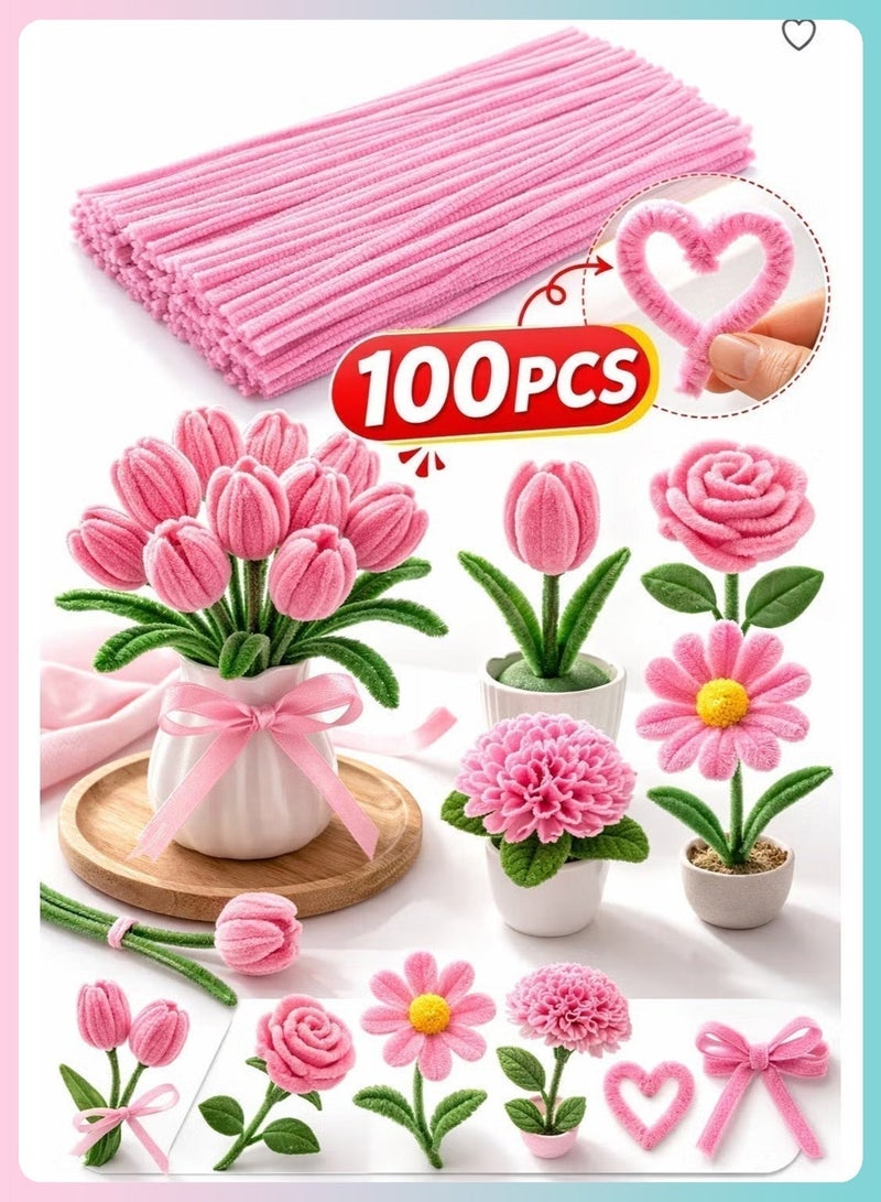 BELANO 300Pcs Pipe Cleaners, Chenille Stems and Fuzzy Wires for Arts and Crafts, DIY Pipe Cleaner Flowers and Headbands, Craft Items for Kids and Adults, White Pink and Green - Image 3