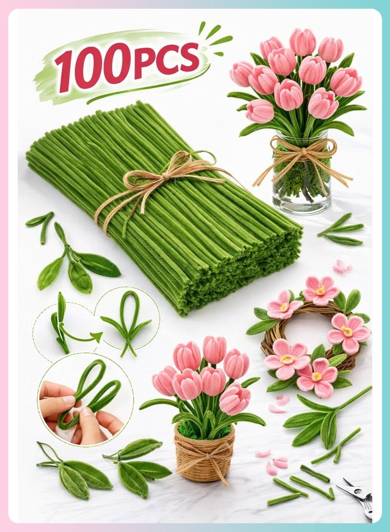 BELANO 300Pcs Pipe Cleaners, Chenille Stems and Fuzzy Wires for Arts and Crafts, DIY Pipe Cleaner Flowers and Headbands, Craft Items for Kids and Adults, White Pink and Green - Image 4