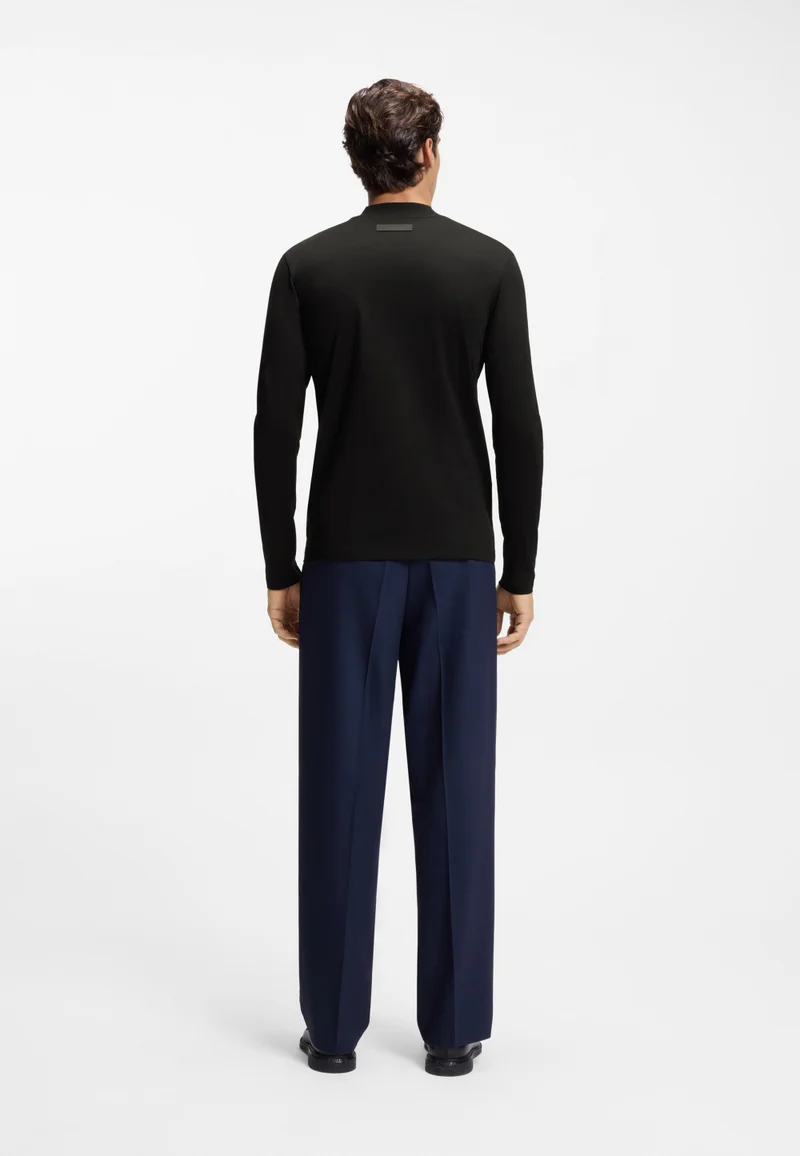 HUGO Mock-neck slim-fit T-shirt in mercerised cotton