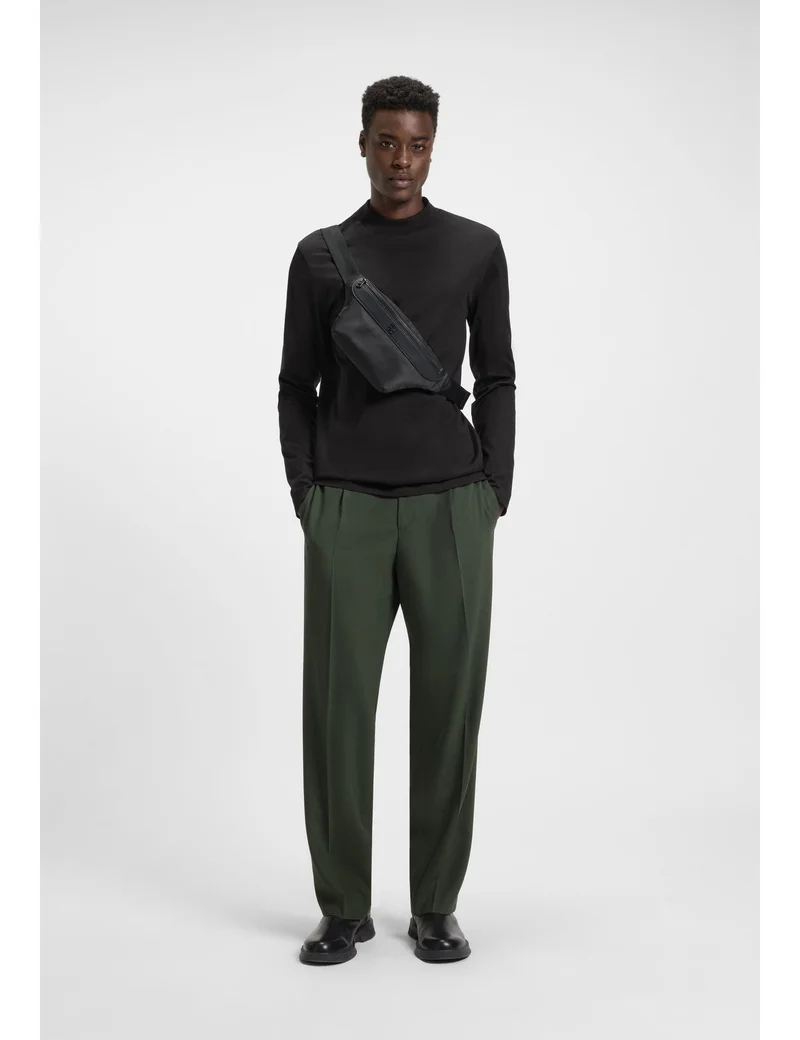 HUGO Mock-neck slim-fit T-shirt in mercerised cotton
